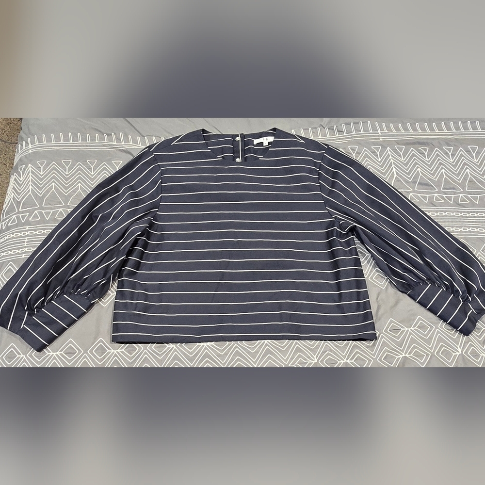 Tibi Blue And White Striped Blouse Size 8